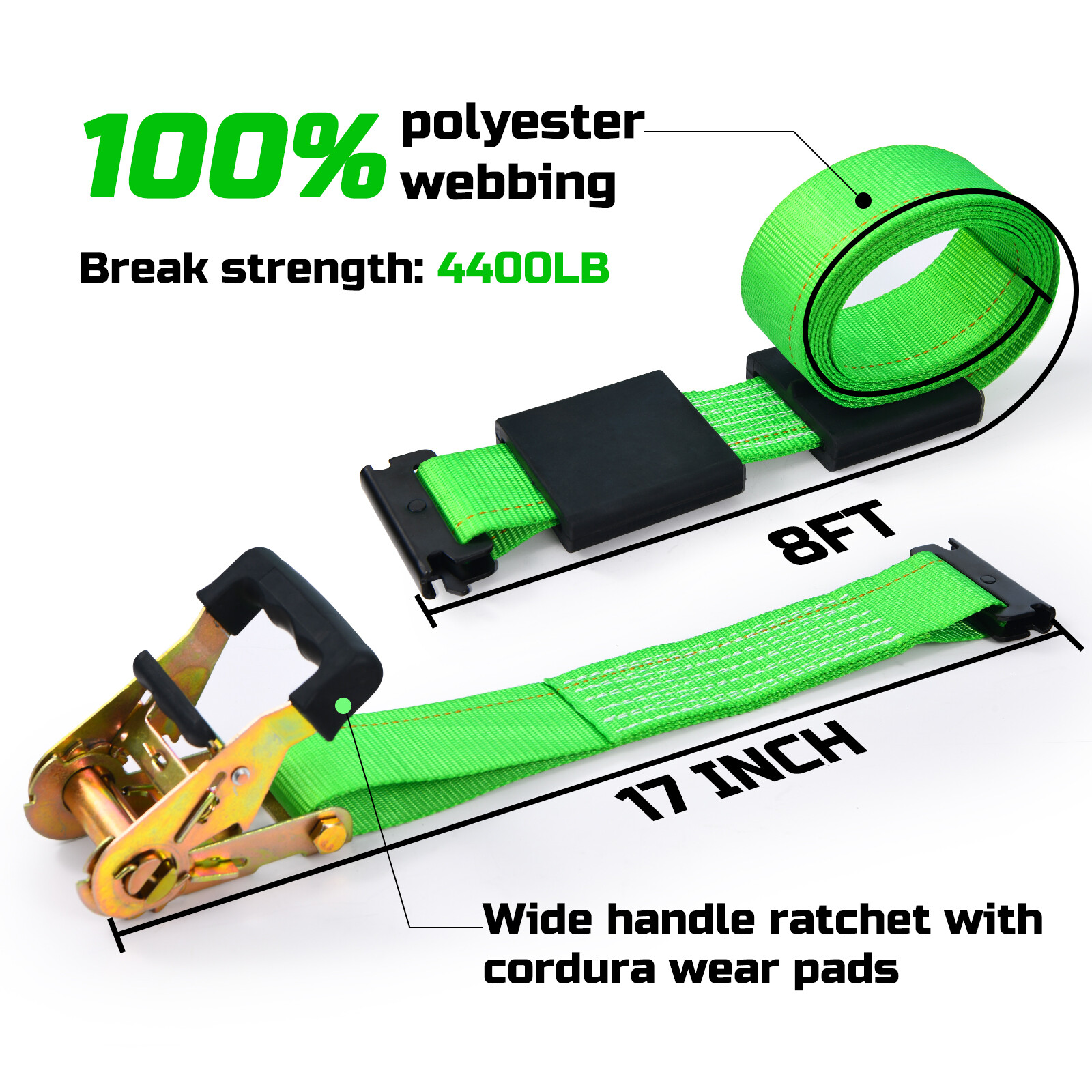 Etrack ATV UTV Wheel Chock Trailer Tire Strap Set Tie down Straps Towing System