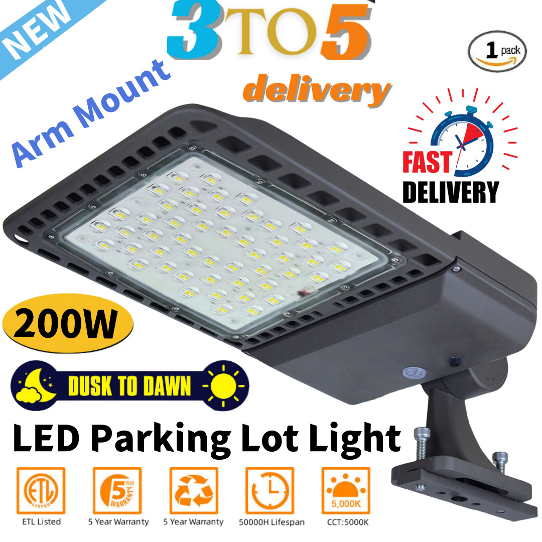 200W LED Parking Lot Pole Light Commercial Street Shoebox Fixture Dusk To Dawn