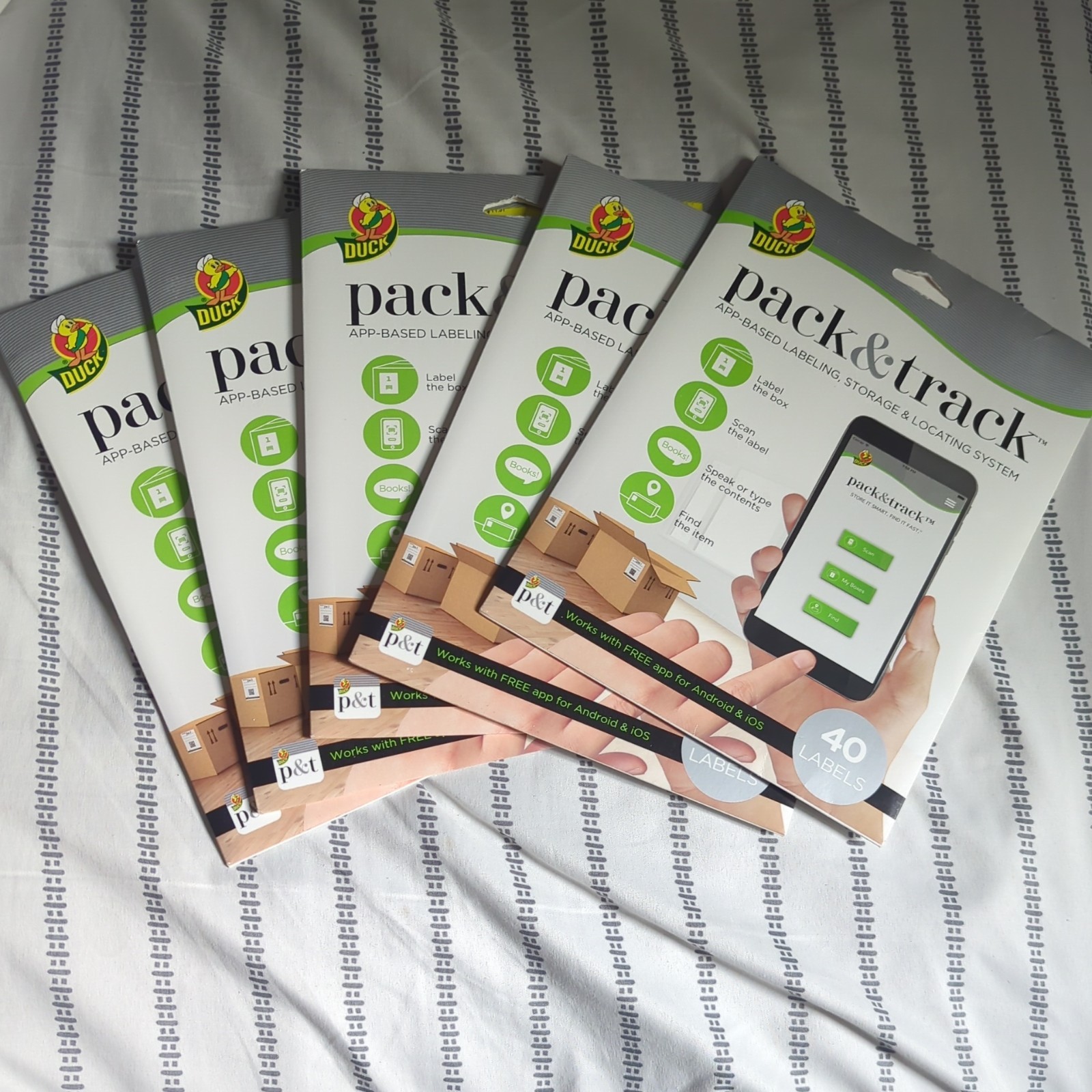 Lot of 5 Duck Brand Pack & Track App-Based System 40 x 5= 200 Labels NEW SEALED