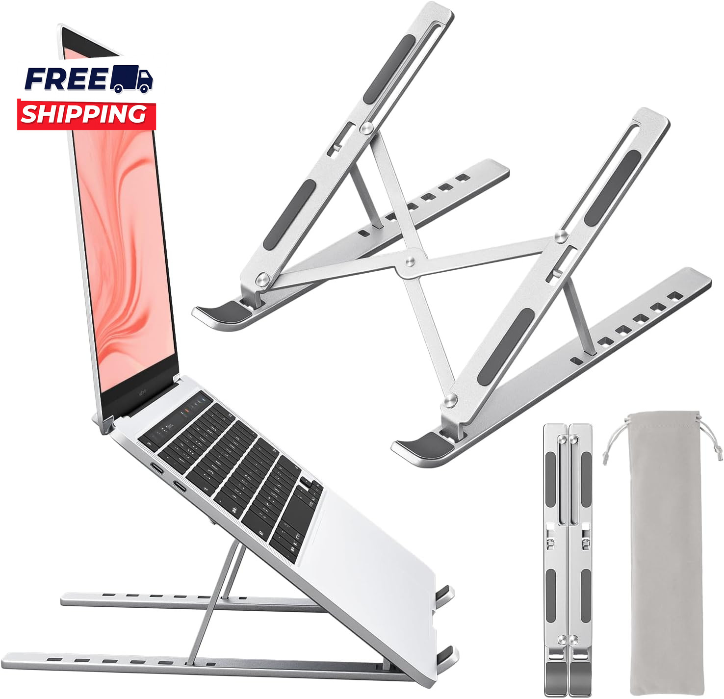 Laptop Stand for Desk Aluminum Metal Macbook Stand Computer Riser Desk Portable