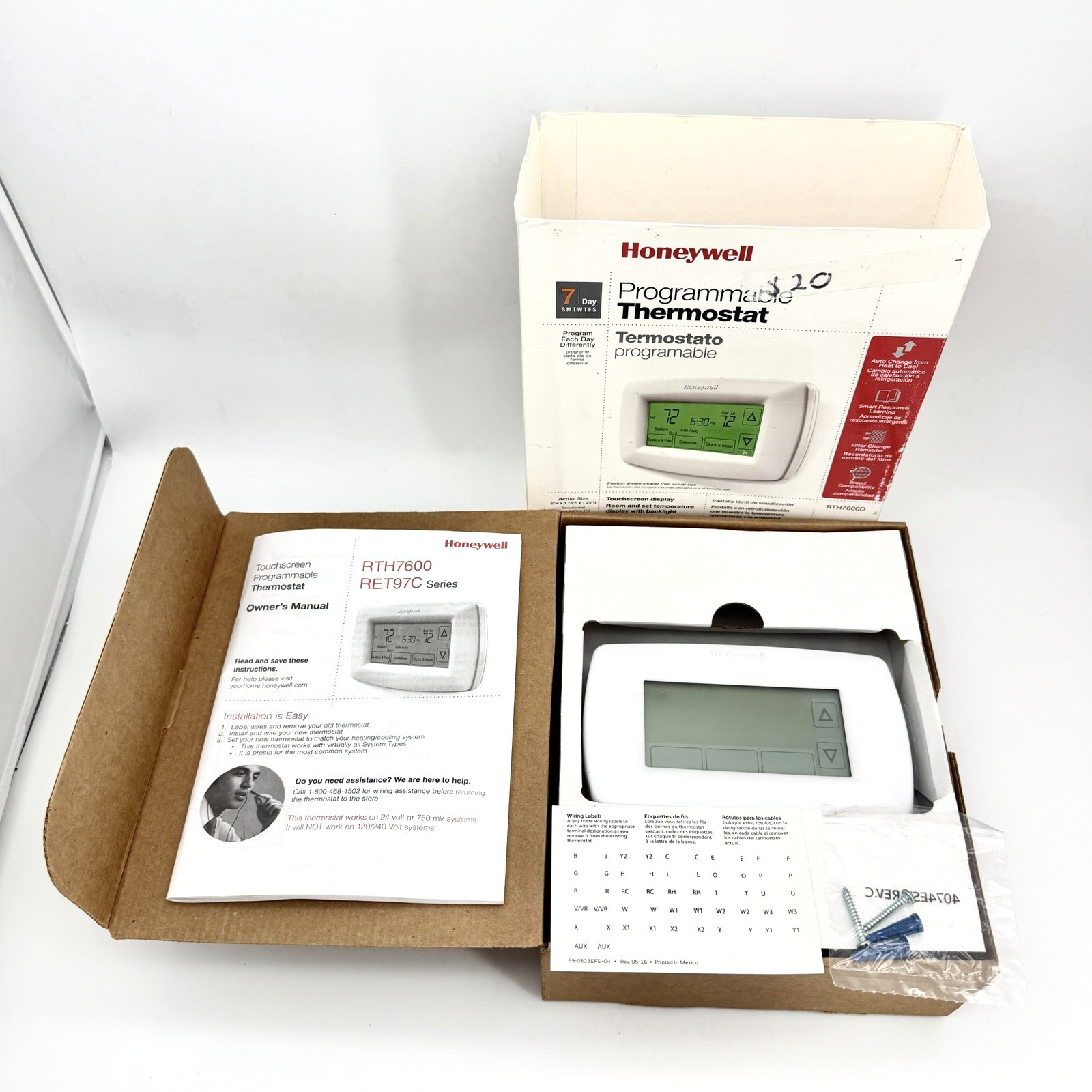 Honeywell RTH7600 Touchscreen Programmable Thermostat White Digital New Open Box