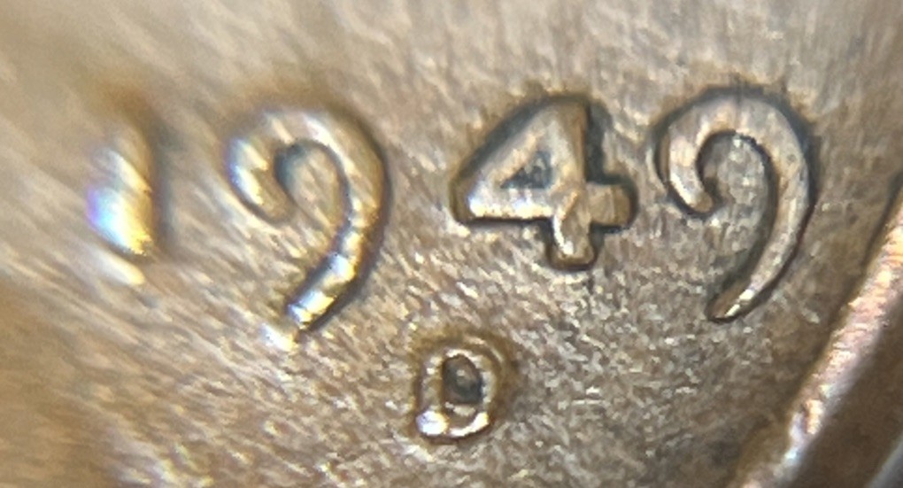 1949 D/D Wheat Penny RPM Slight Die Clash Reverse