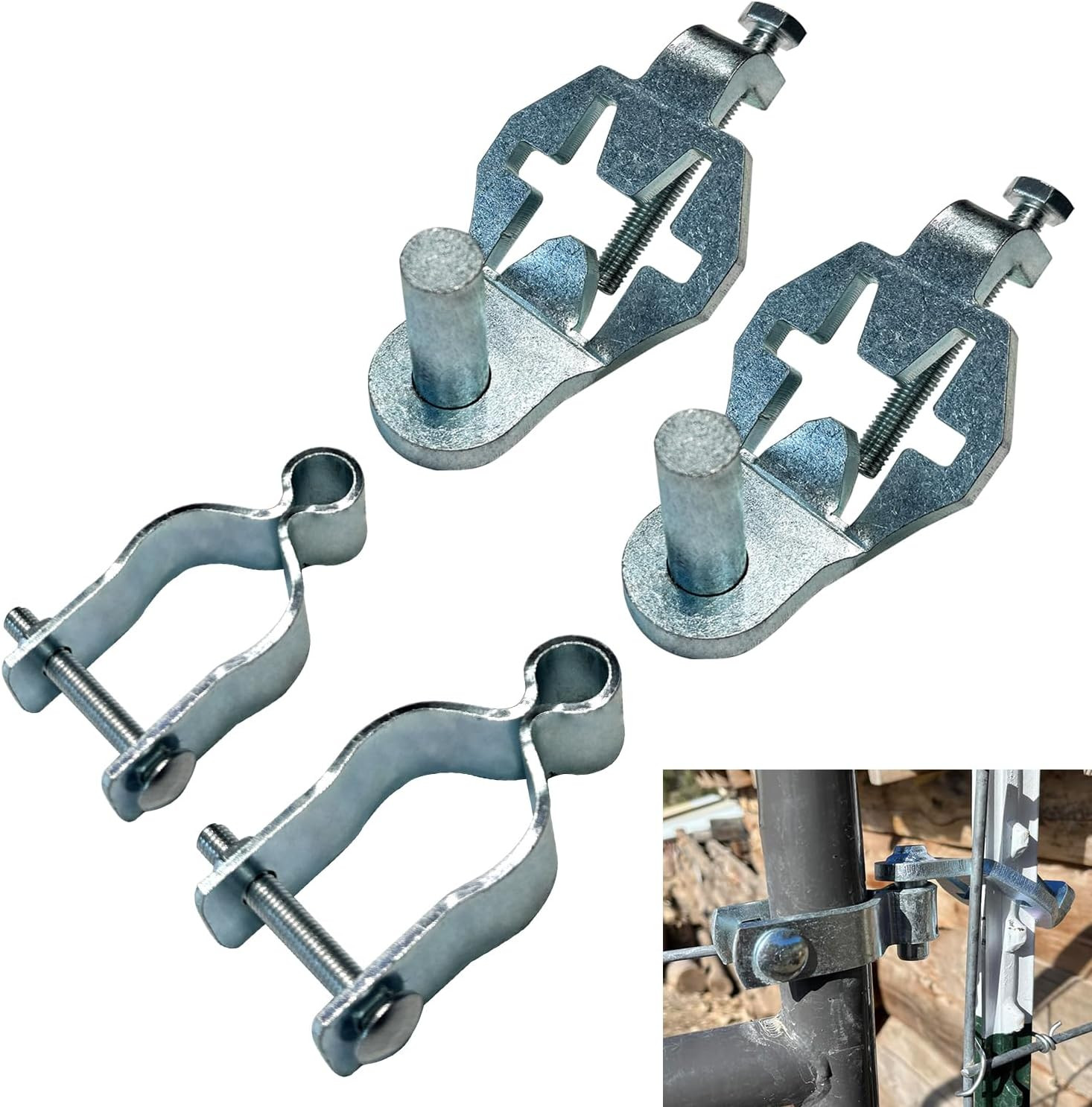 Heavy Duty T-Post Gate Hinge Kit, 1-5/8″Chain Link Fence Gate Post Hinge Pins, G