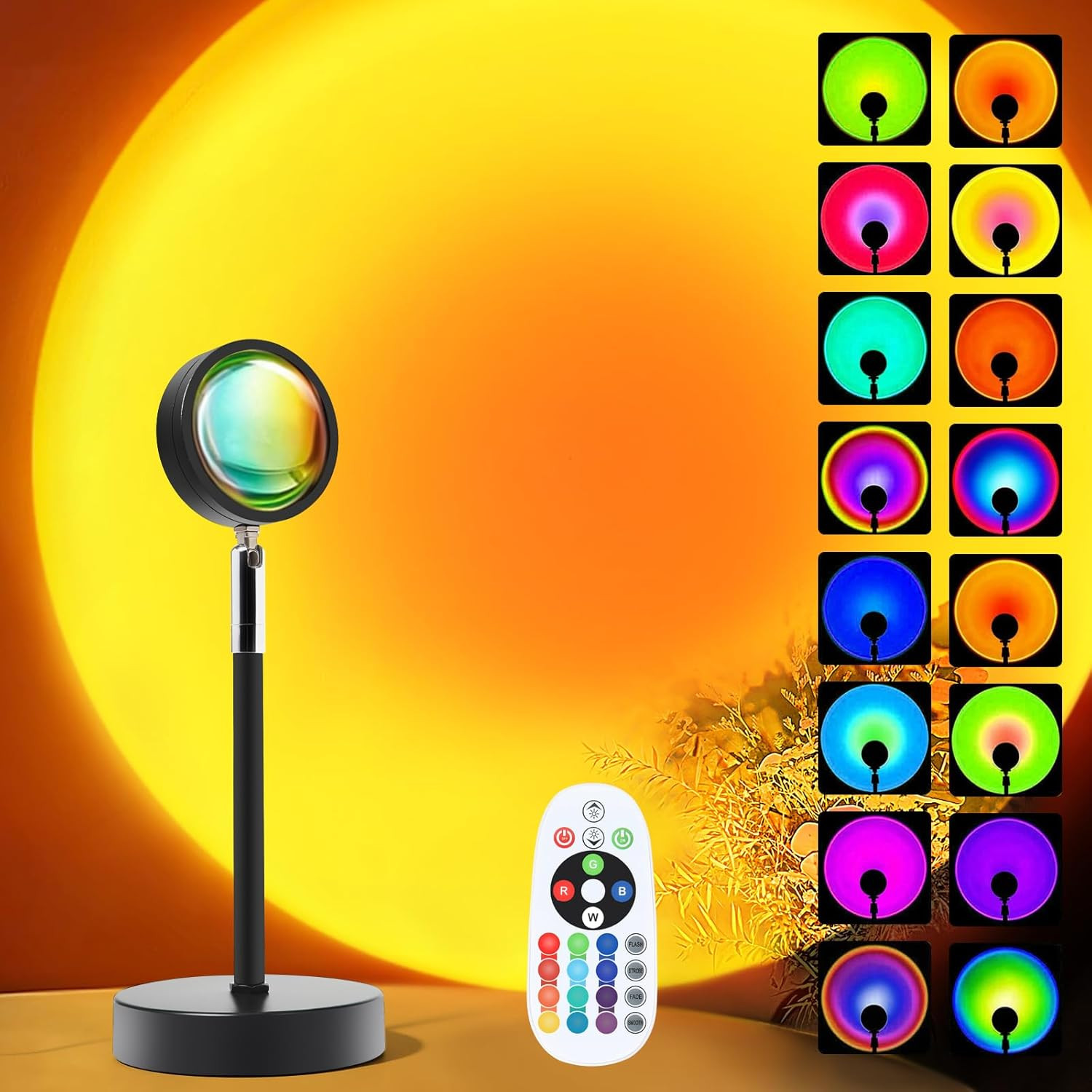 Sunset Lamp Projector Rainbow Projection Led Lights with Remote 16 Colors Mult