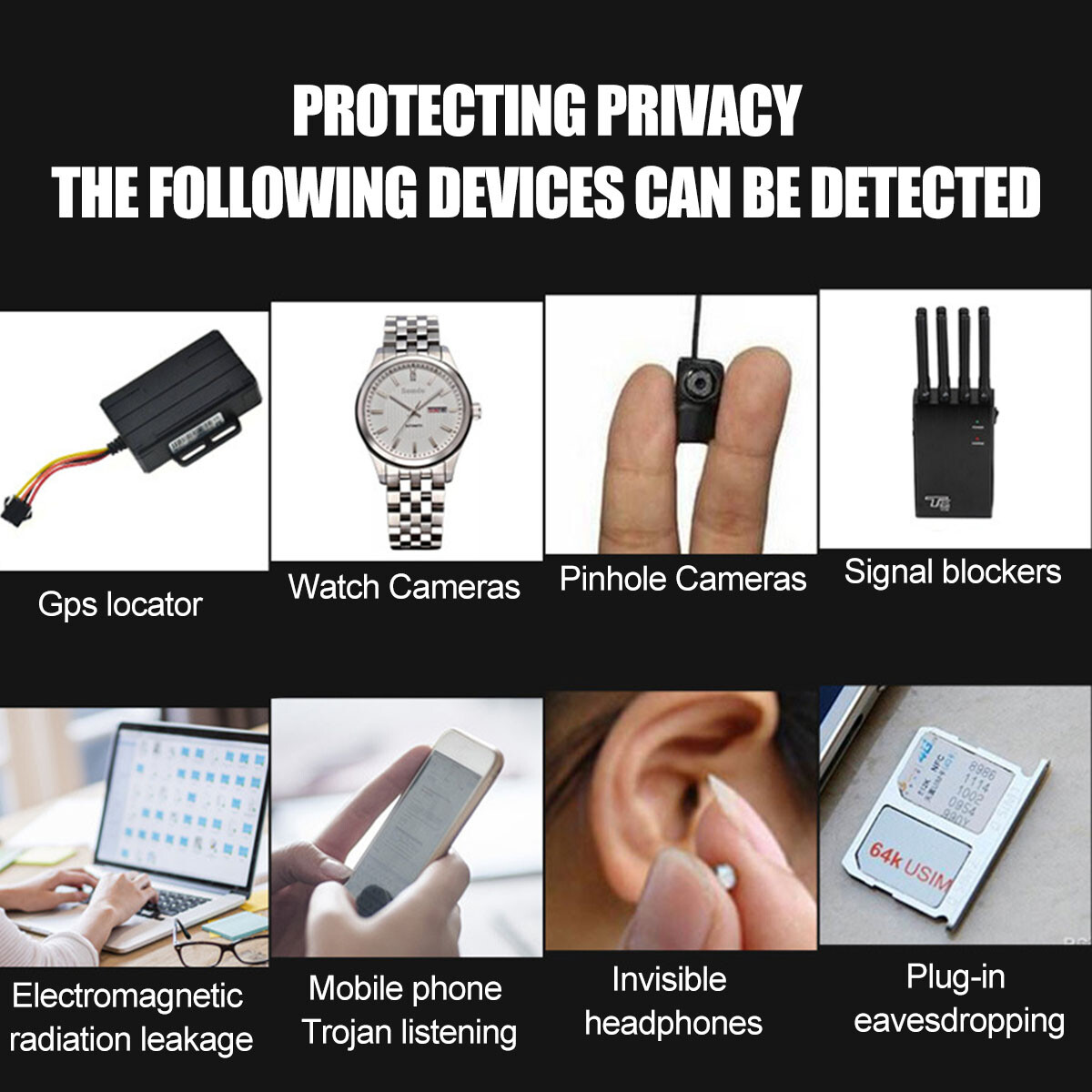 K68 Anti-Spy RF Detector Camera GSM Audio Bug GPS Finder Scanner Tracker 2024