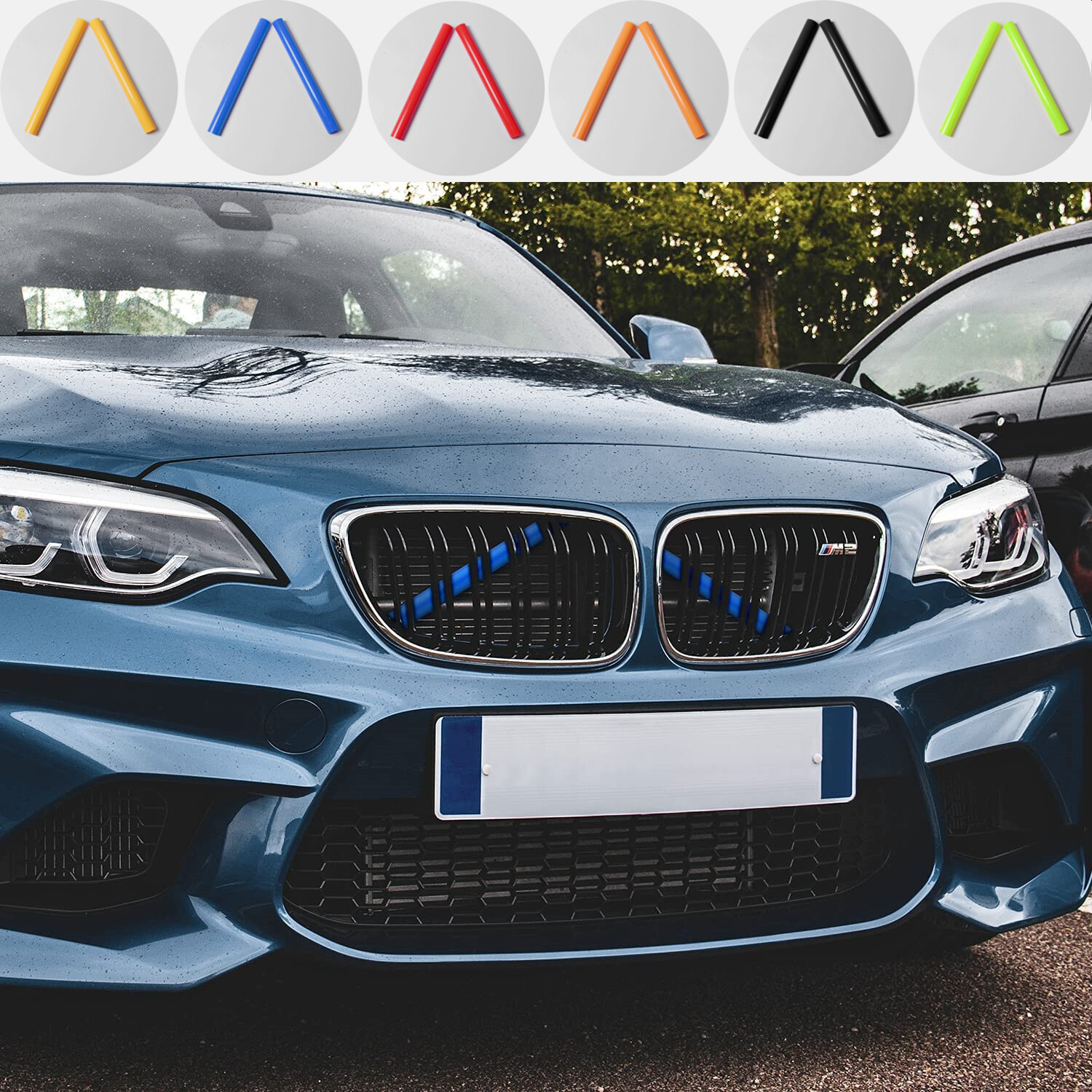 For BMW F07 F10 5 Series X1 X2 Grill Bar V Brace Front Grille Trim Strips Cover