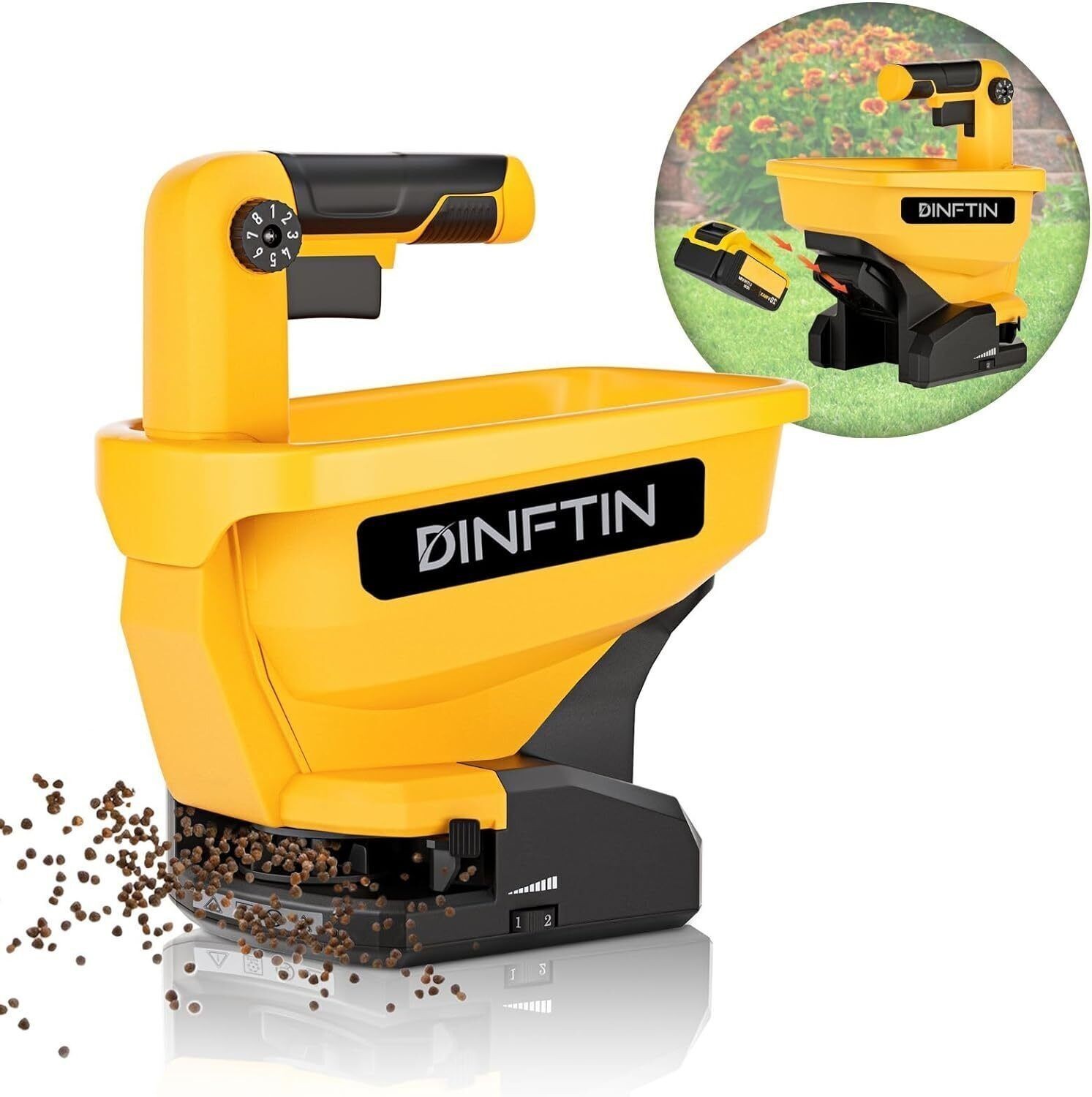Battery Operated Spreader for Dewalt 20V/60V Li-ion Battery, Seed Spreader Handh