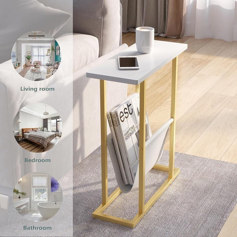 Narrow End Table Storage Multi-Purpose Sofa Table Easy Assembly Nightstand New