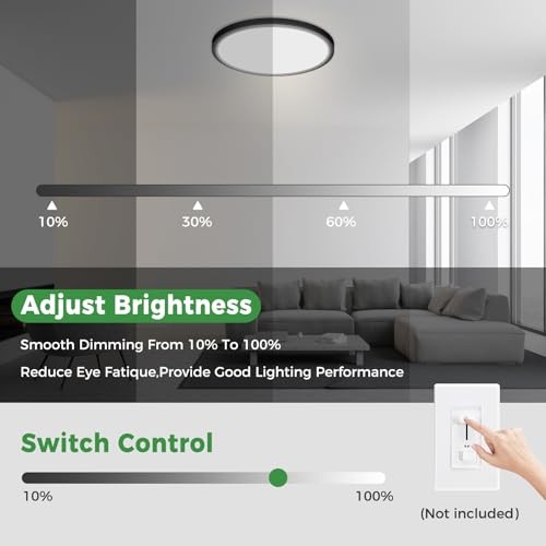 4Pack 13 inch LED Flush Mount Ceiling Lights, Dimmable 5 13"(4pack) Black