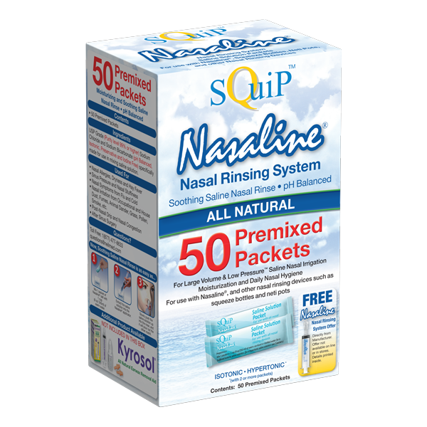 Squip Products Nasaline Soothing Saline Solution Pre-measured Packets 50 Count