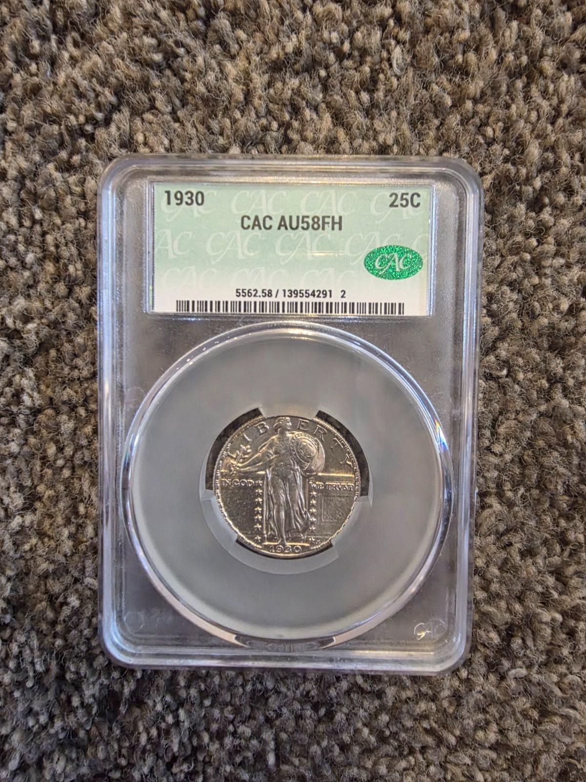1930 25c CAC AU58FH