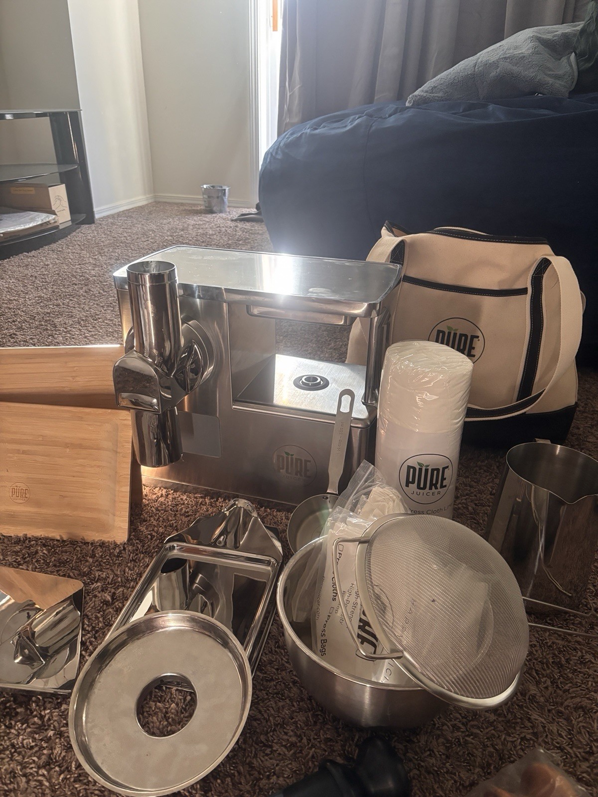 PURE Juicer Cold Press Stainless Steel Machine w/ Accessories
