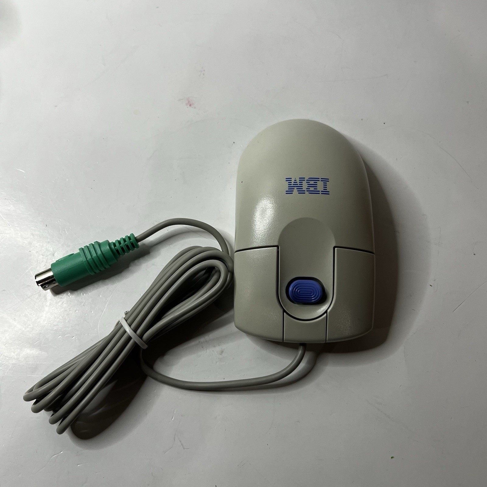 Vintage IBM Mouse MO09K PS/2 ScrollPoint II Ball Retro PC ~ Tan