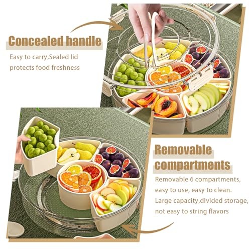 Snackle Box Container Divided Rotating Serving Tray with Lid and Handle |