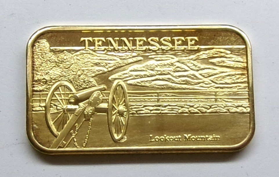 State of Tennessee "Lookout Mountain" 18 Kt Gold Plated Bar