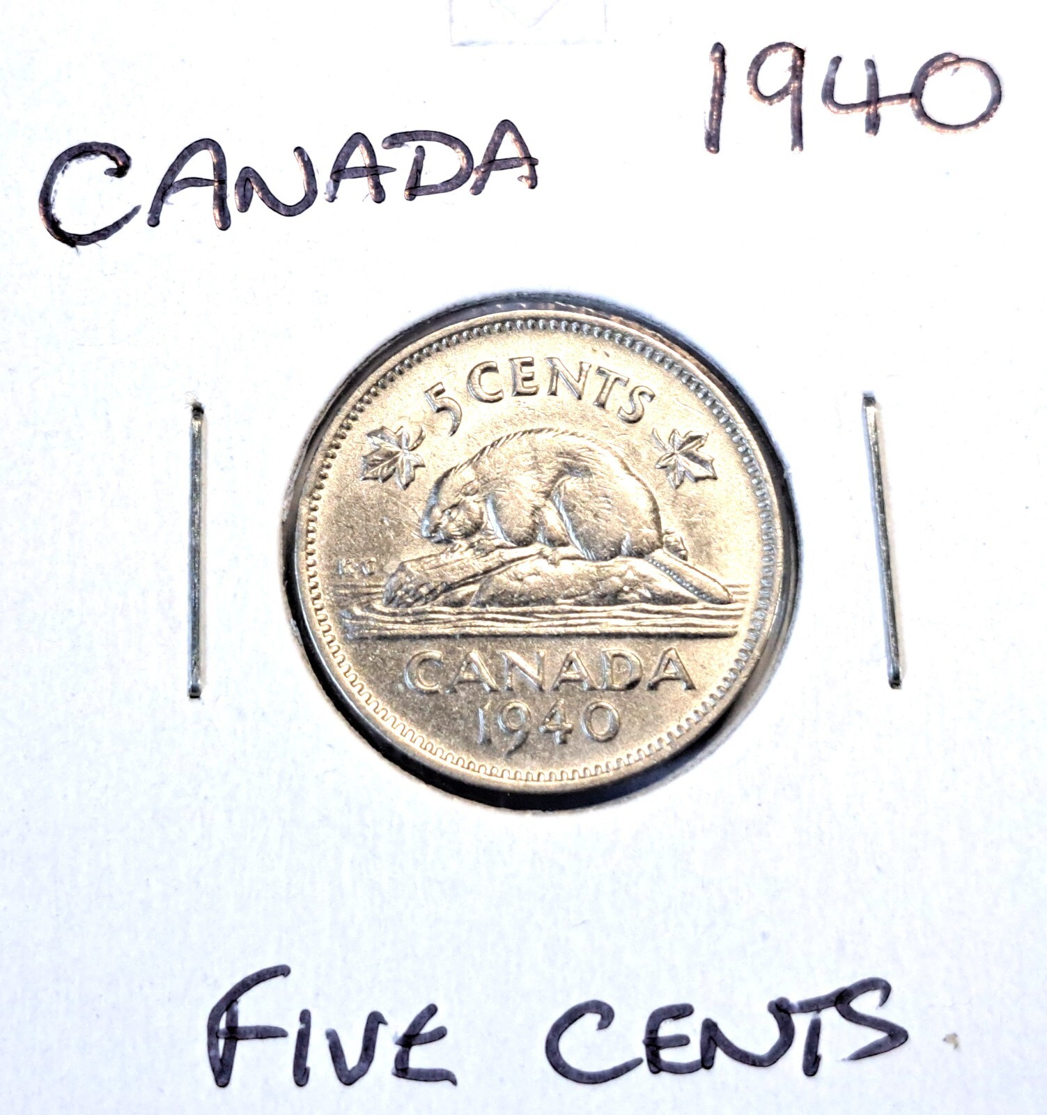 @@@ DATE FILLER  1940 BANK OF CANADA BEAVER FIVE CENTS  ,,@@@