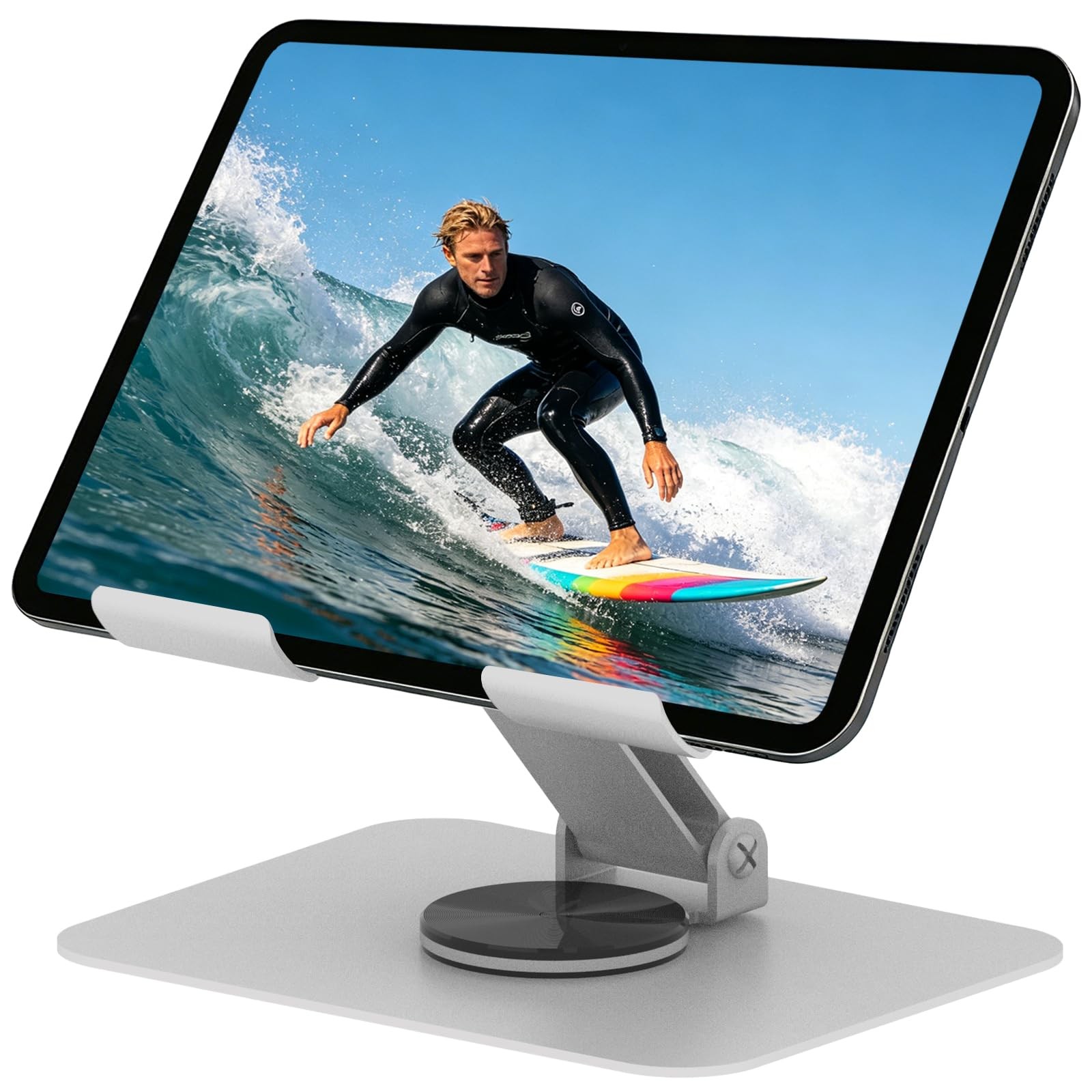 TAPMEI Larger Tablet Stand for iPad, 360° Rotation Adjustable silvery