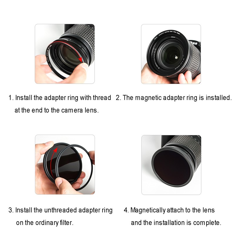 Kase Magnetic Adapter Ring kit (Thread Filter to Magnetic Filter ) 67 72 77 82mm
