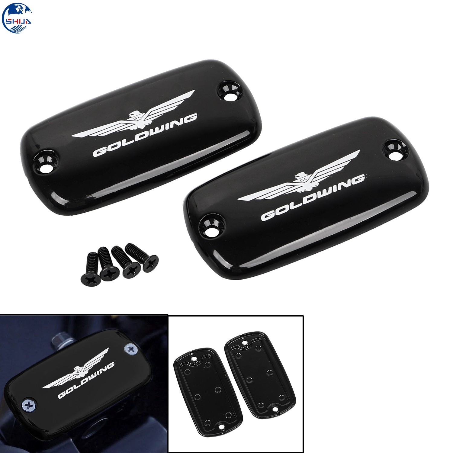 Black Front Brake Reservoir Fluid Cover Cap Fit for Honda Goldwing GL1500 GL1800