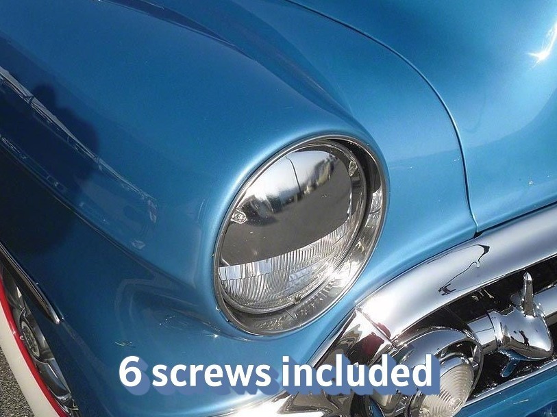 1 Pair (2) Half Moons for 7 inch headlights  Bright chrome metal covers w/SCREWS
