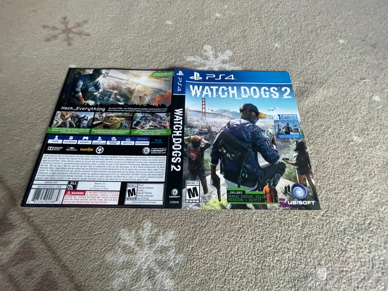 Original Cover Art Only - PS4 - Watch Dogs 2