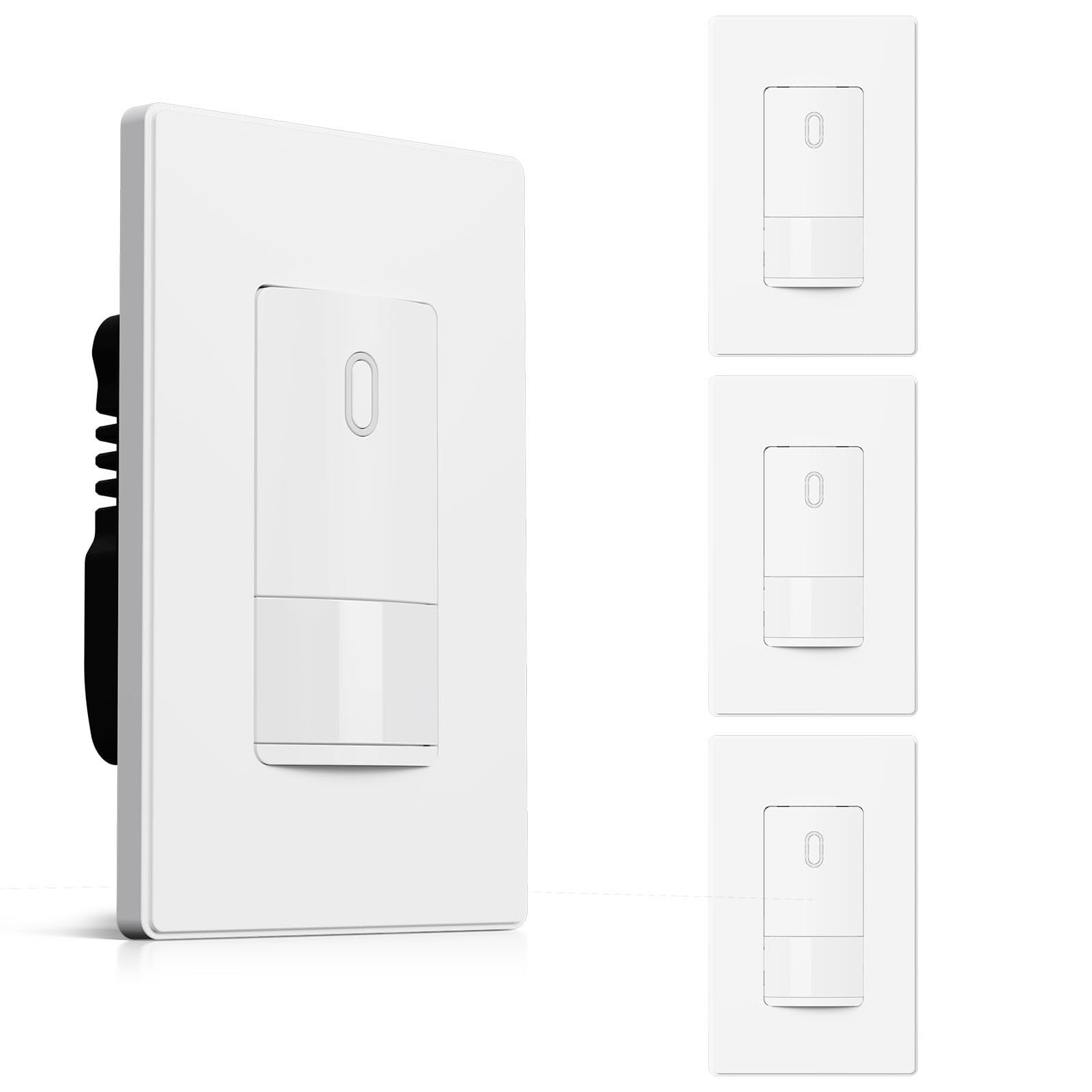 AIDA Single Pole Motion Sensor Light Switch w/Neutral Wire - 4 Pack,Matte White