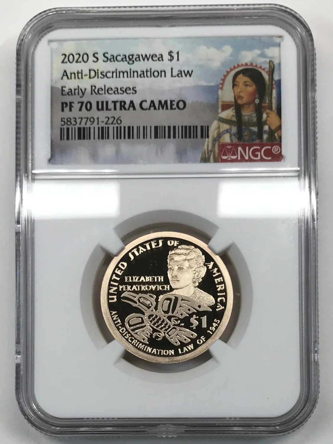 2020-S Anti-Discrimination Law Native American Sacagawea Dollar NGC PF-70 UC