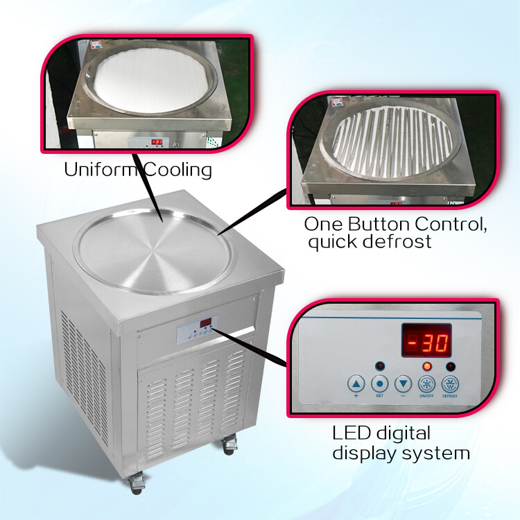 Kolice Commercia Single Pan Fried Ice Cream Machine Rolled Ice Cream Machine