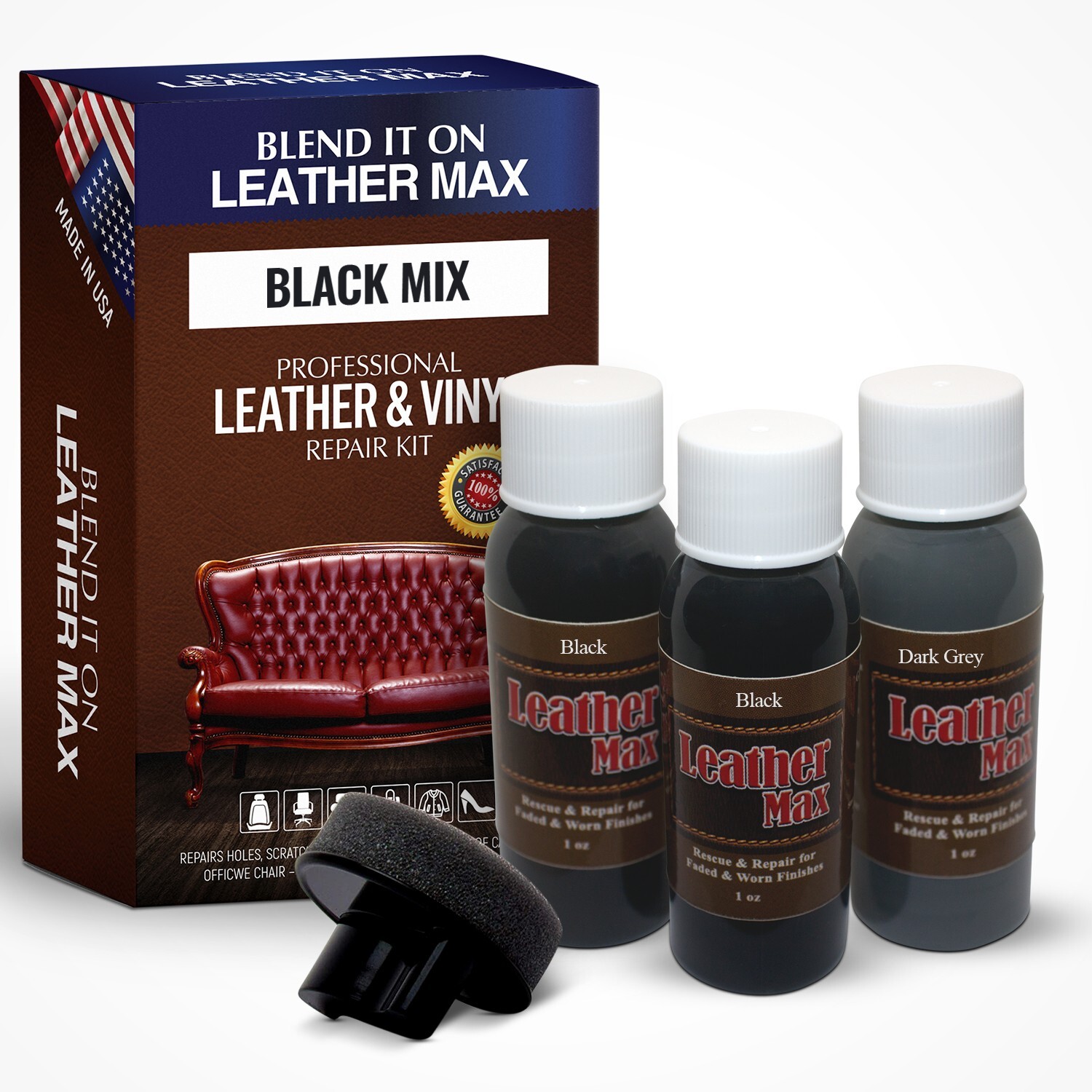 Leather Max Black Mix Vinyl and Leather Repair Kit - for Your Furniture Ect