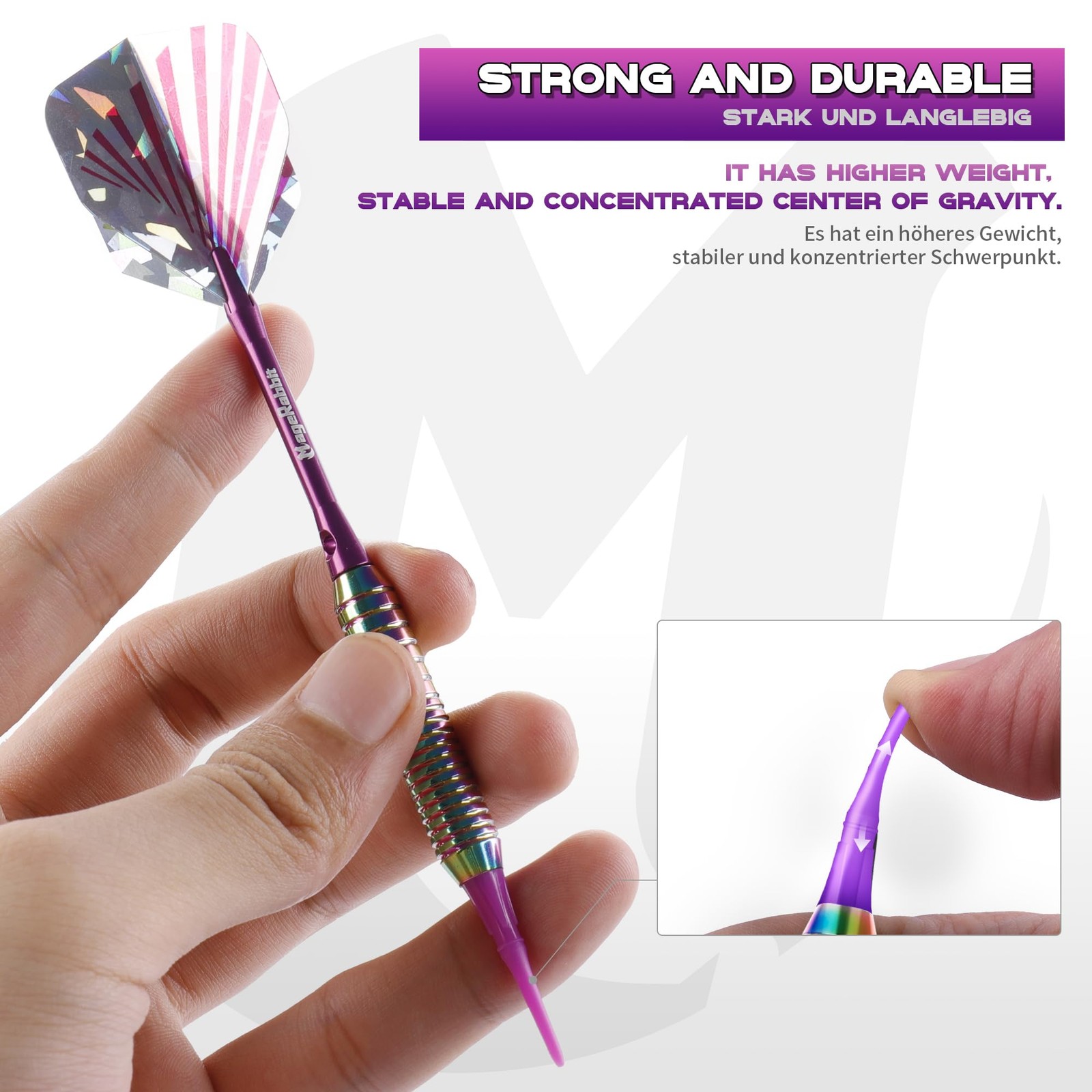 Darts Plastic Tip 3pcs with Extra Accessories, Professional Soft Tip Dart for El
