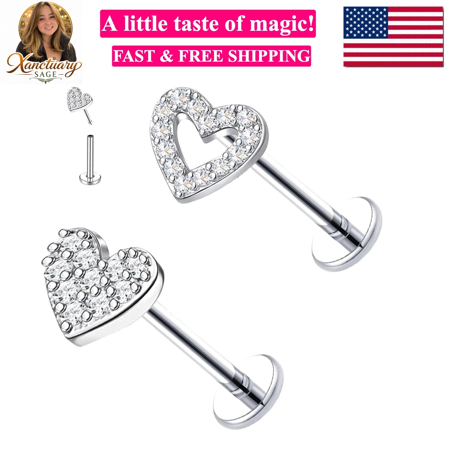 2~4PCS 16G 316L Pushin Lip Rings Butterfly and Bee Nose Stud Rings Top Push i...