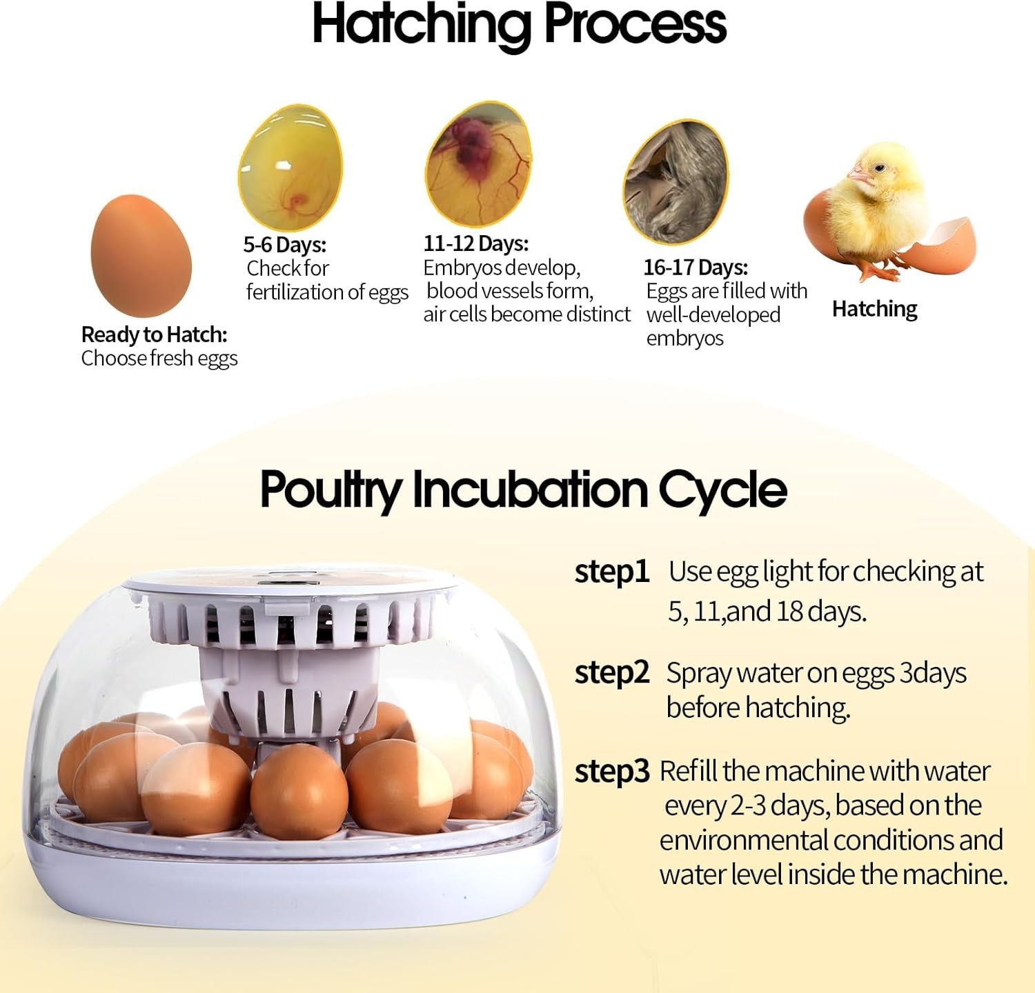 12 Eggs Incubator for Hatching Eggs with Automatic Egg Turner, Temperature Contr