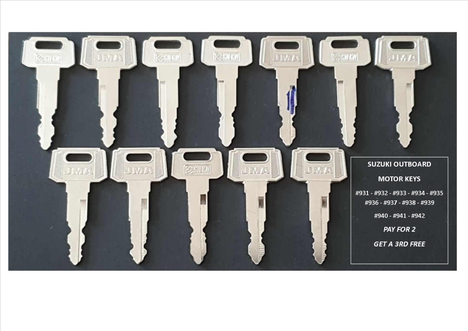 SUZUKI MARINE OUTBOARD MOTOR KEYS CODES FROM 931 - 942 BUY 2 GET A 3RD FOR FREE.