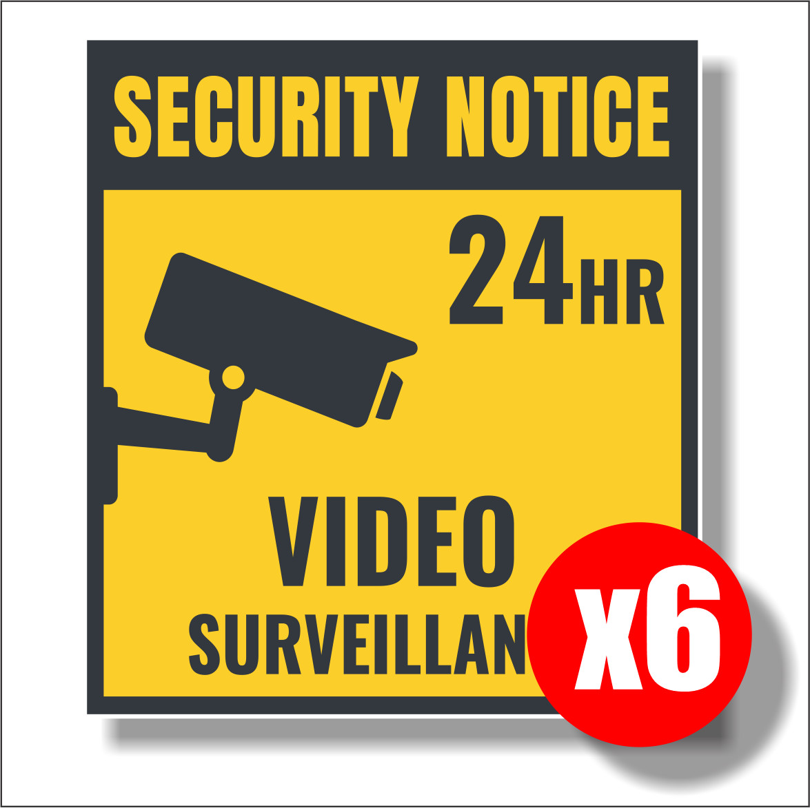 6 PACK Warning CCTV Security Surveillance Camera Sticker Sign Decal 90mm x 80mm