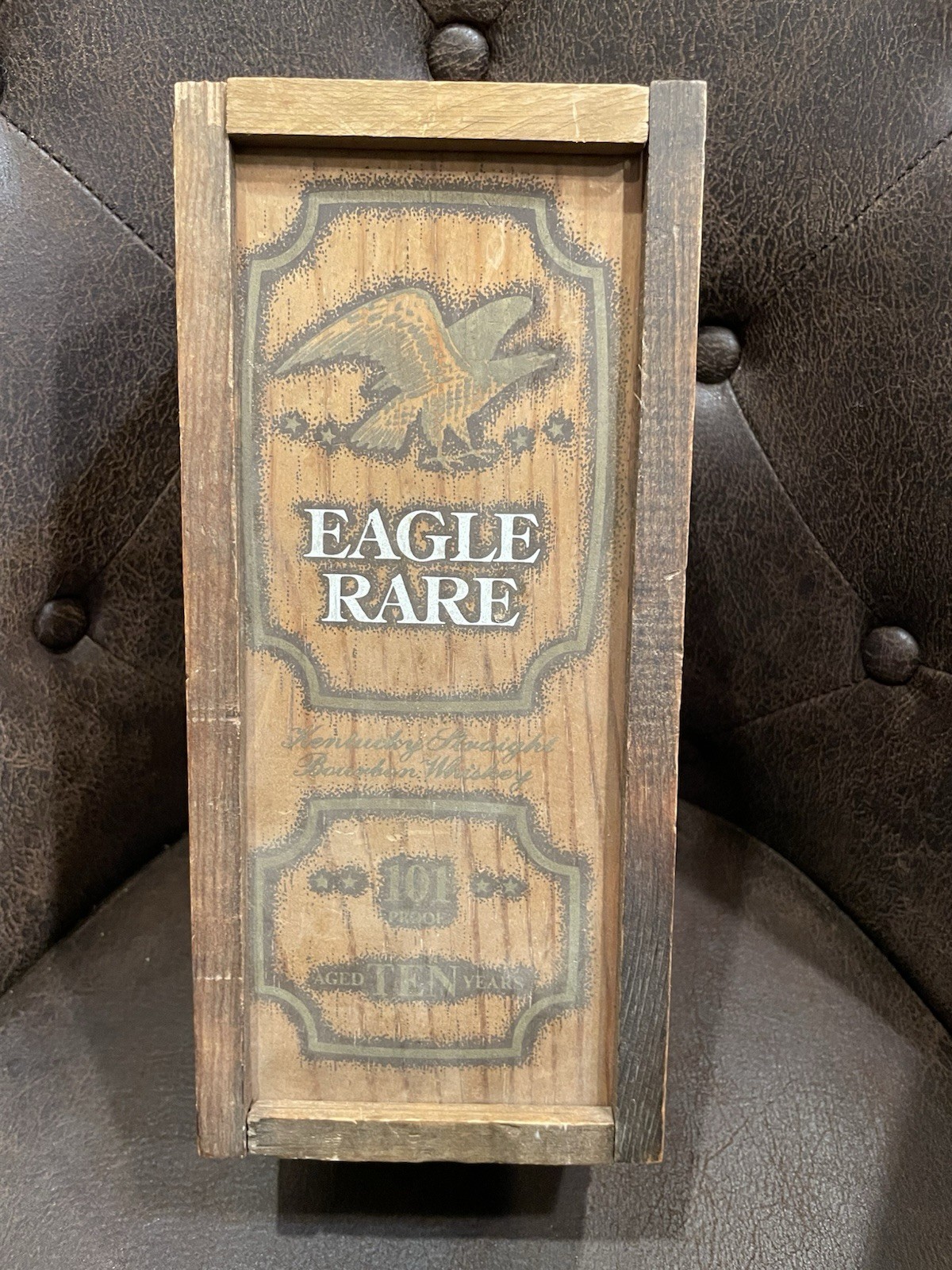 Eagle Rare Whiskey Box Ten Year  Wooden Vintage Wood Box Crate With Lid Empty