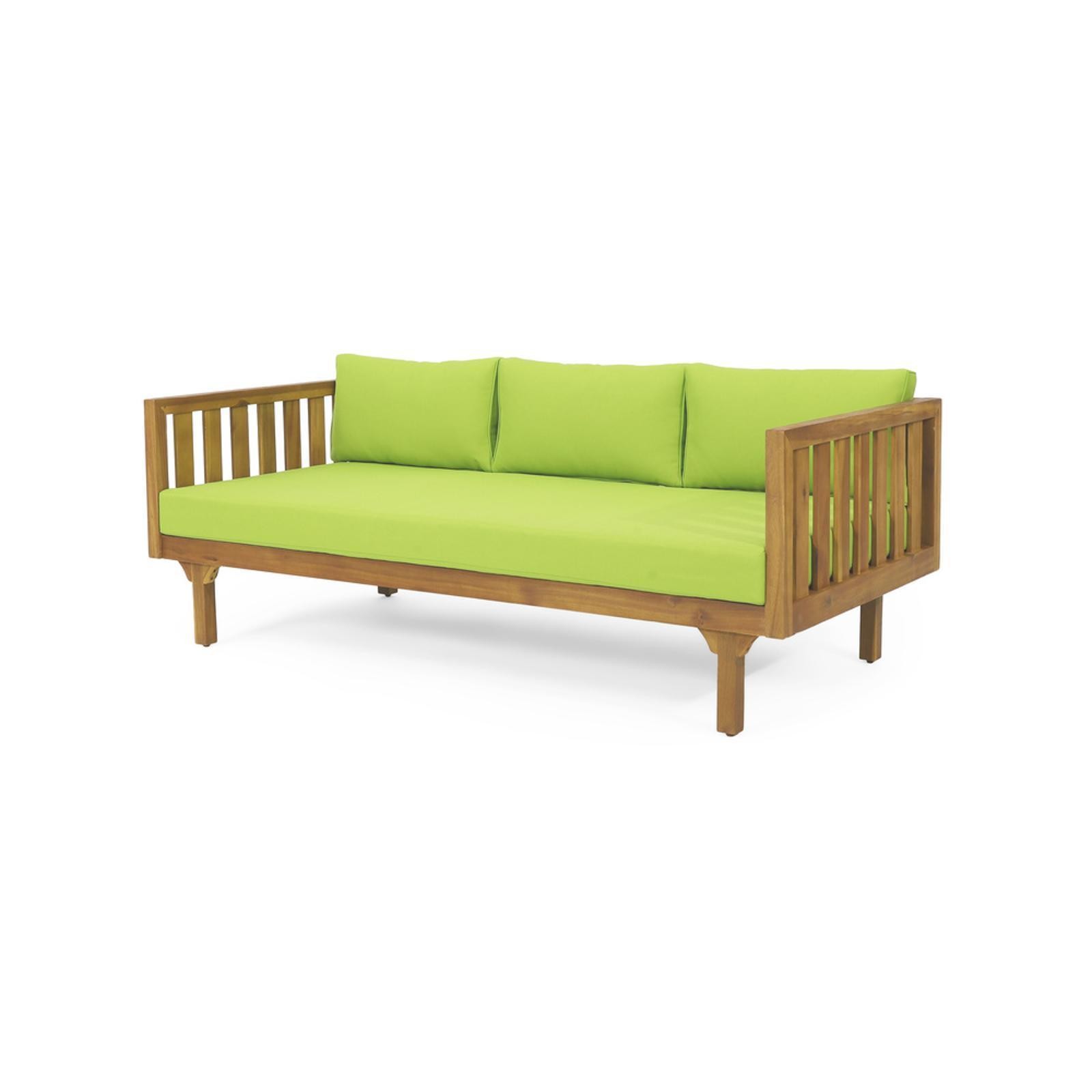 3-Seater with Acacia Wood Frame, Slat Paneling & Water-Resistant Cushions for