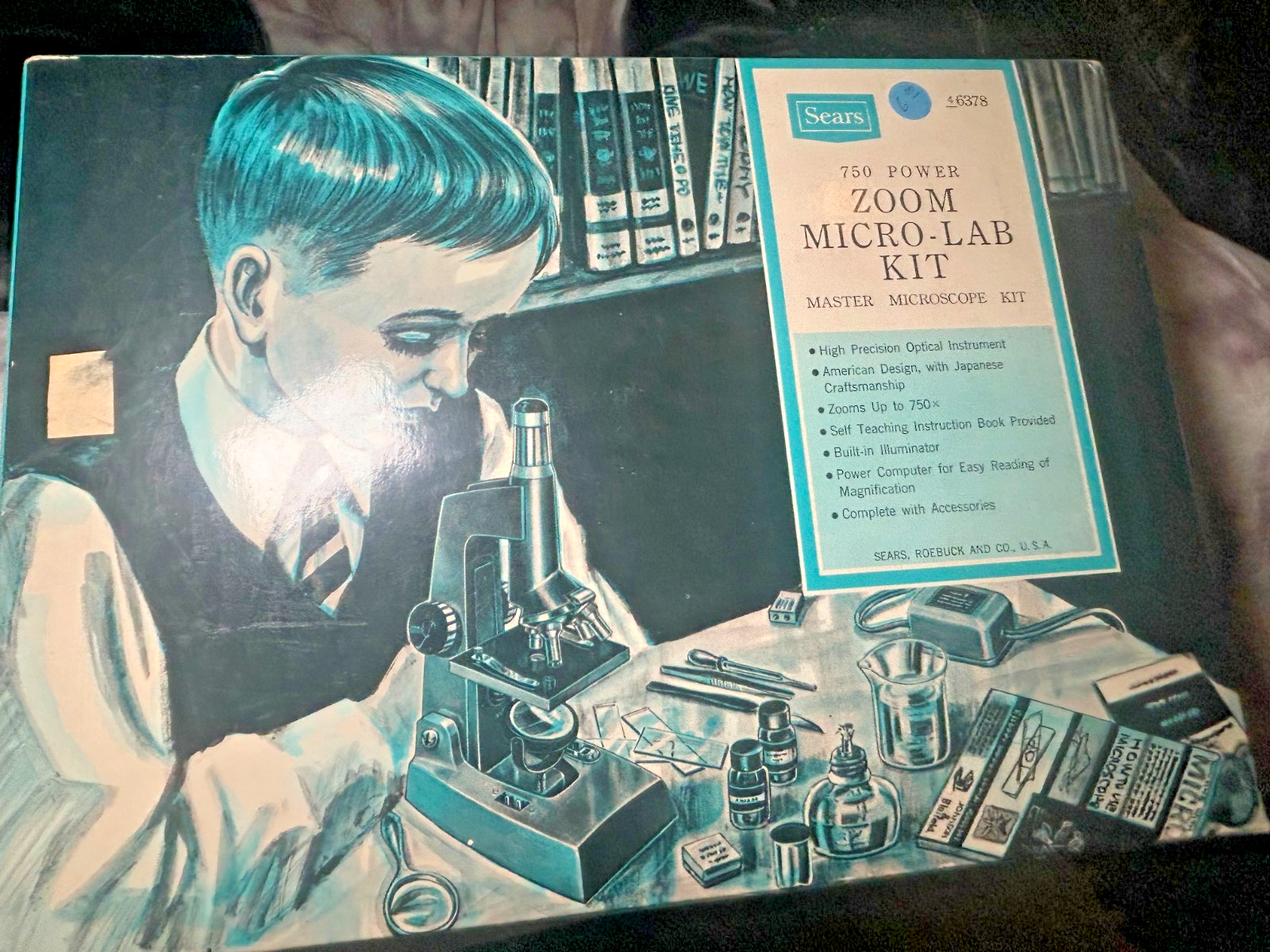 Vintage Sears Zoom Micro Lab Kit Master Microscope 750 Power 6378 Science in Box