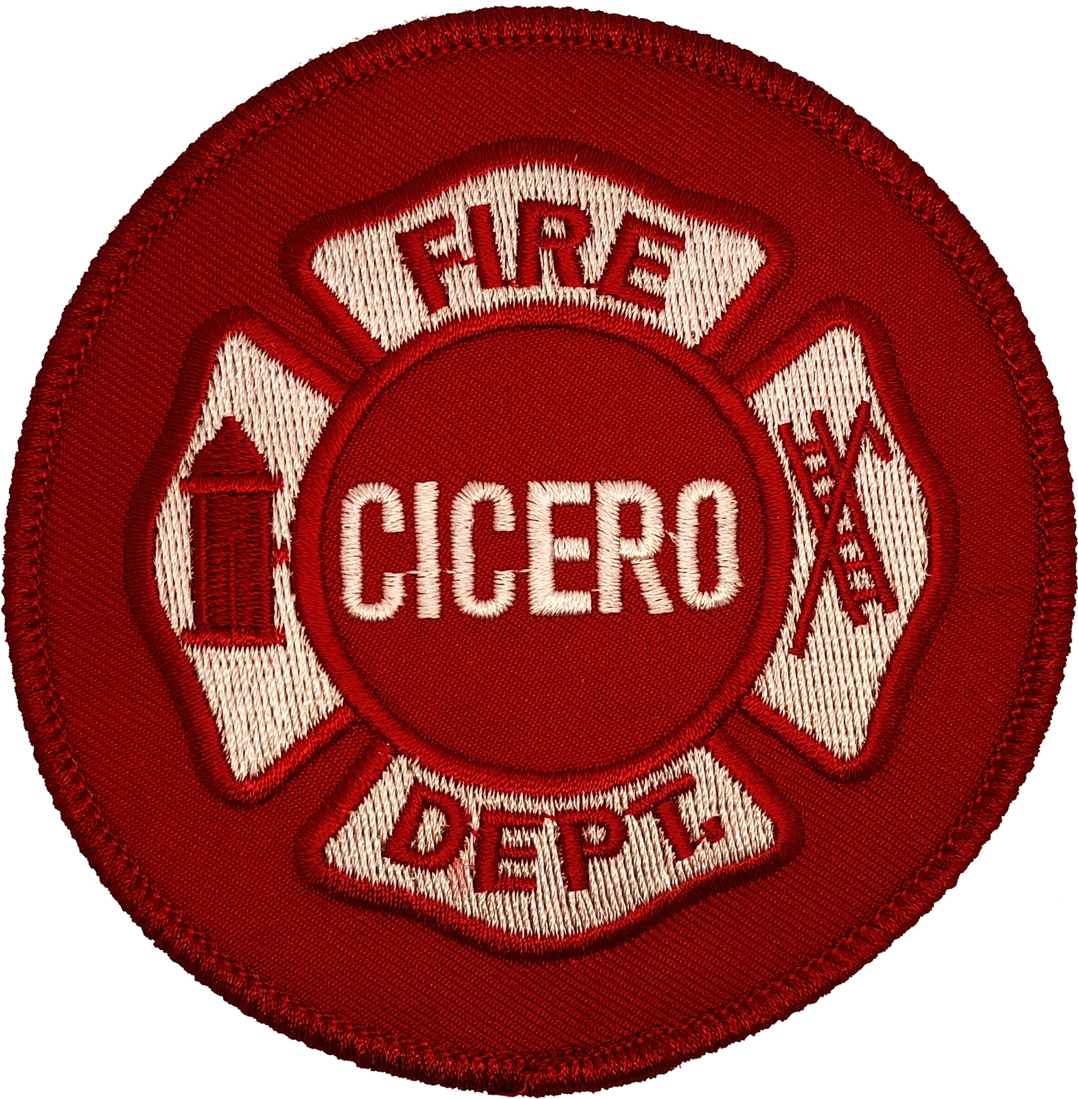 CICERO FIRE DEPARTMENT MALTESE PATCH: Red