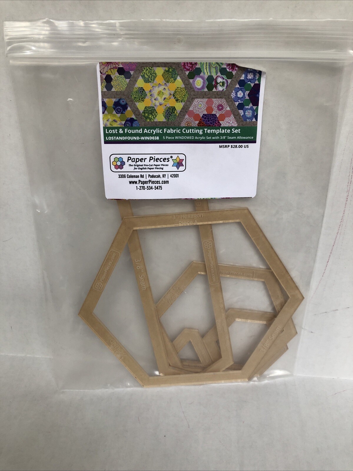 Paper Pieces Lost & Found Acrylic Fabric Cutting Template Set 5 Pieces