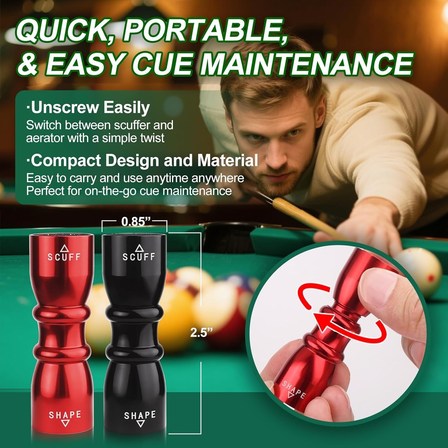 Gift-Ready Pool Cue Tip Tool Set - 2-Pack for Better Billiards Gameplay