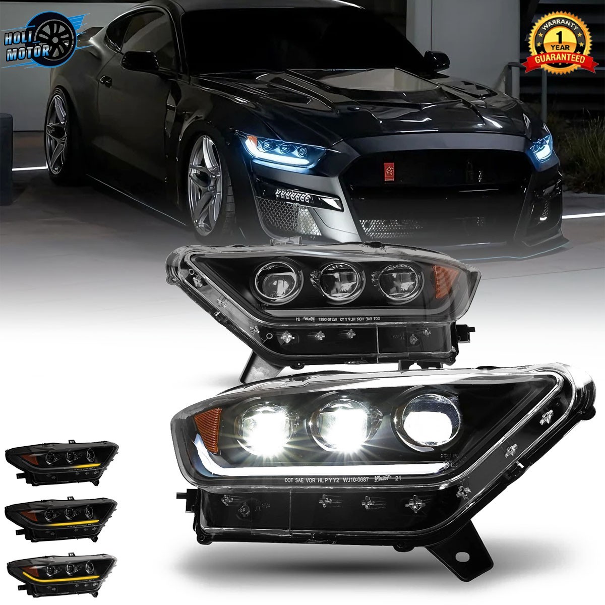 Assembly Sequential LED Headlights For 2015-2017 Ford Mustang Turn Signal Light