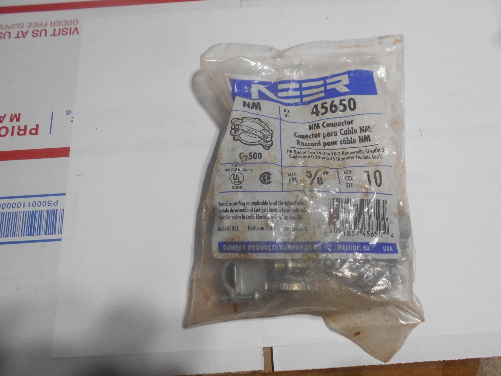 Beer Electric NM/SE Clamp  Cable Connector  3/8 in. Dia. 10 pk