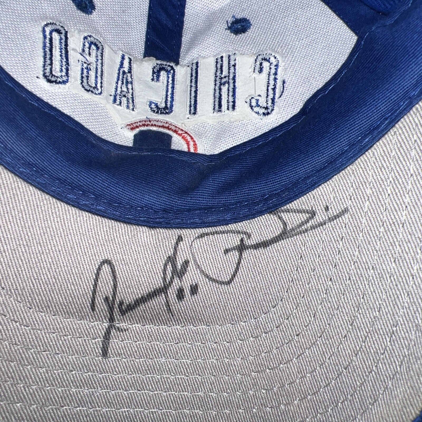 Chicago Cubs Signed Hat Cap Royal Blue w Red C Brushed Cotton Hook Loop Signed ?