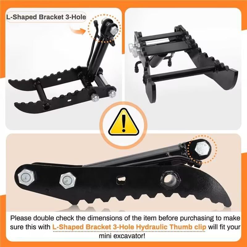 1x Hydraulic Thumb Clip w/ 2 Hoses For Mini Excavators Pick Up Irregular Objects