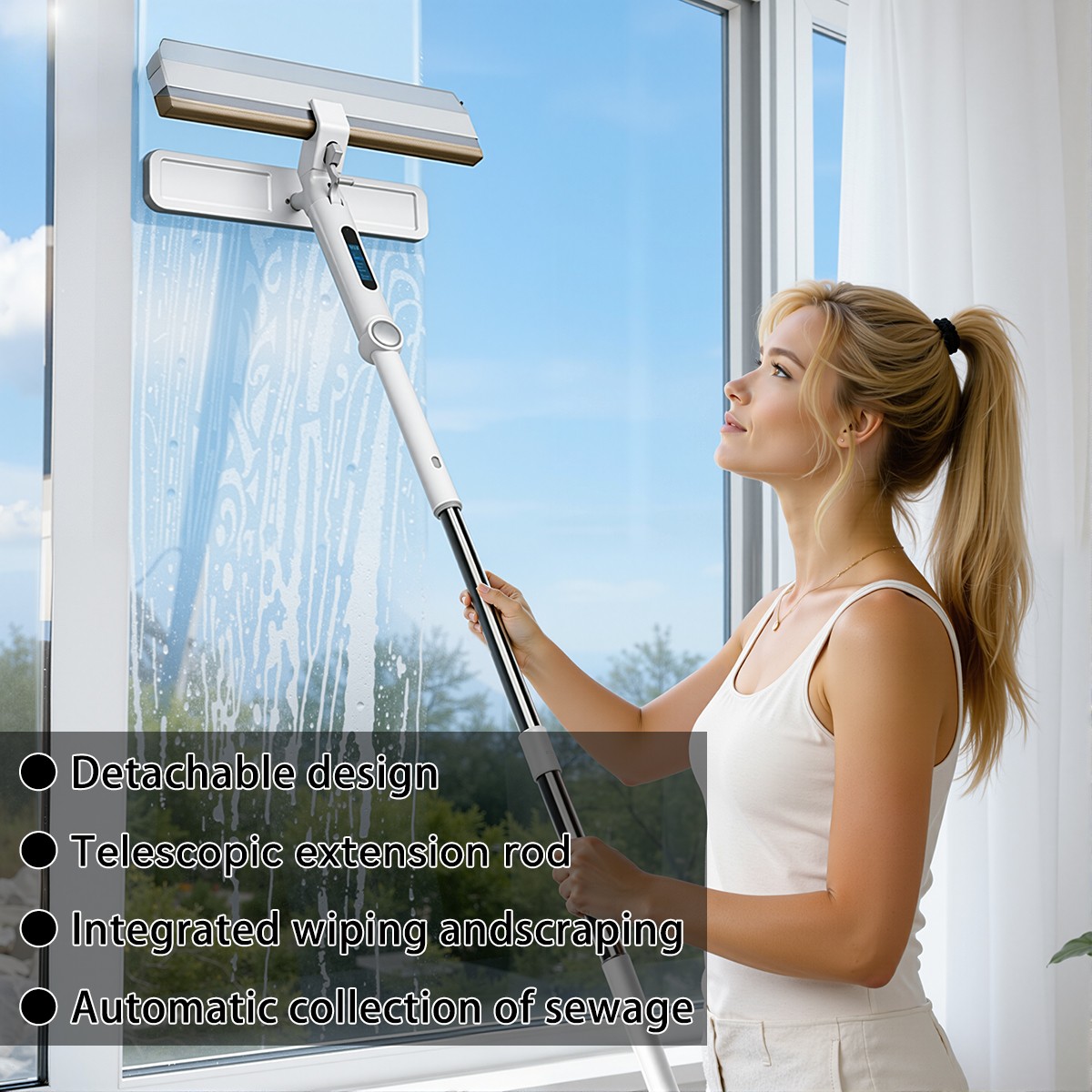 3-in-1 glass cleaning kit with window wipers Cleaner Long Handle Car Cleaning US