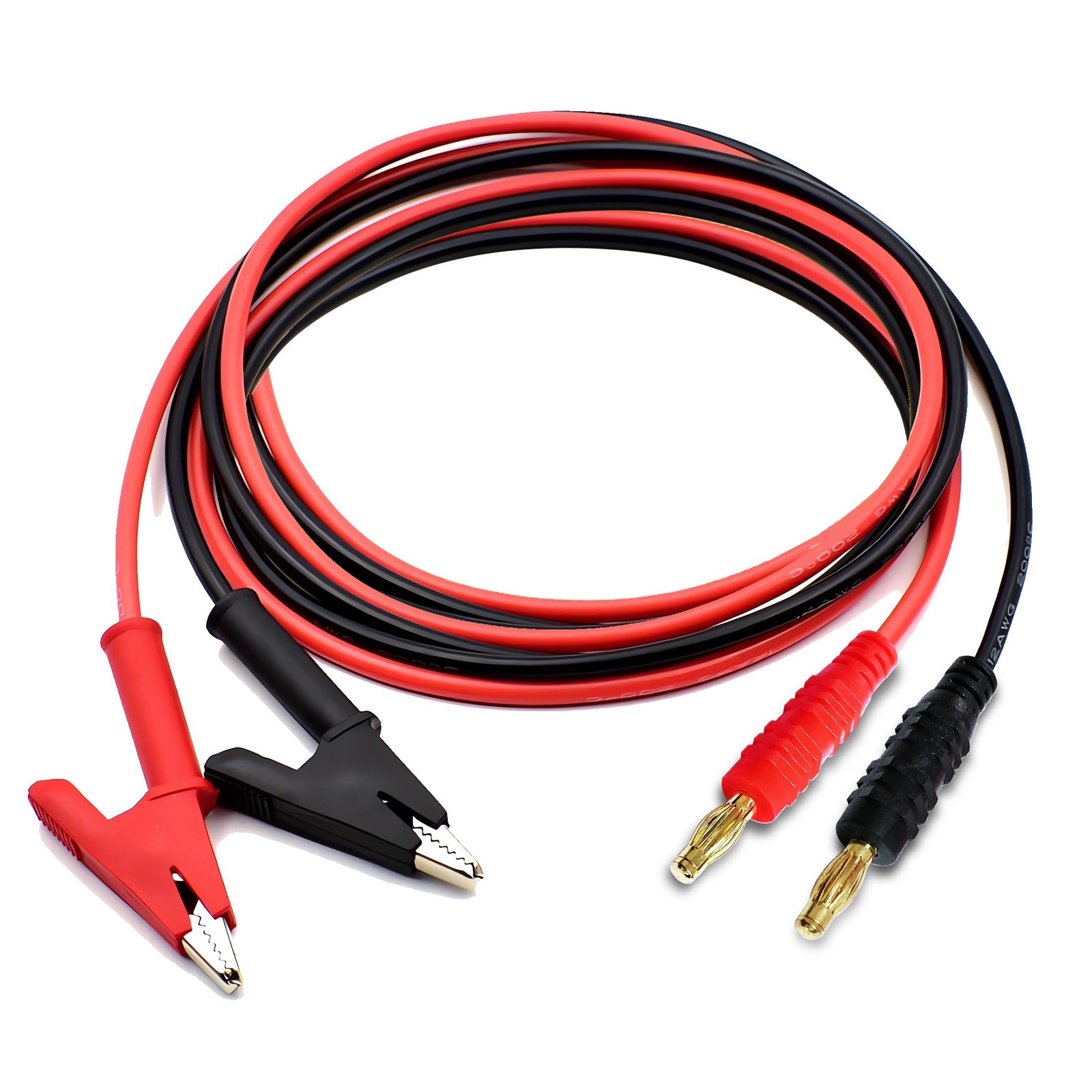 Banana Plug to Crocodile Clip Test Leads Wire Cable 12AWG