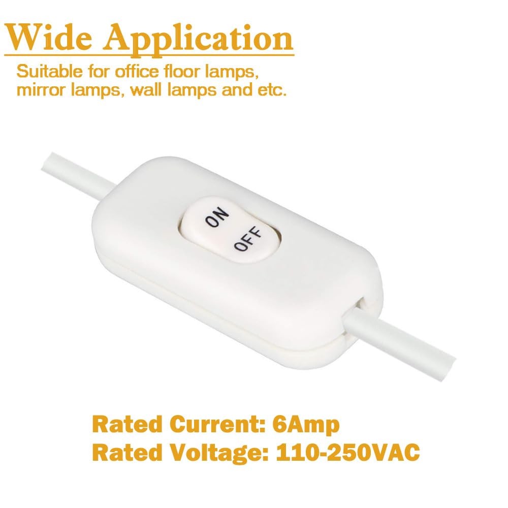 2PCS Inline Cord Switch, On/Off Lamp Control Appliance Switch Rocker AC120V 1...