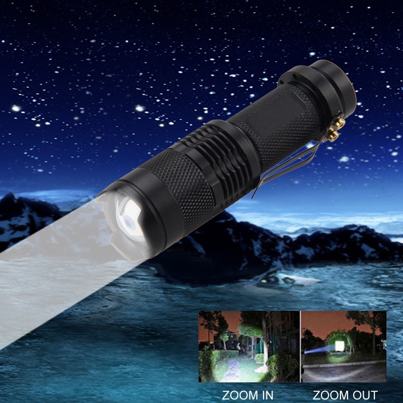 2X Mini LED Super Bright Zoom Flashlight Powerful Camping Lamp Torch