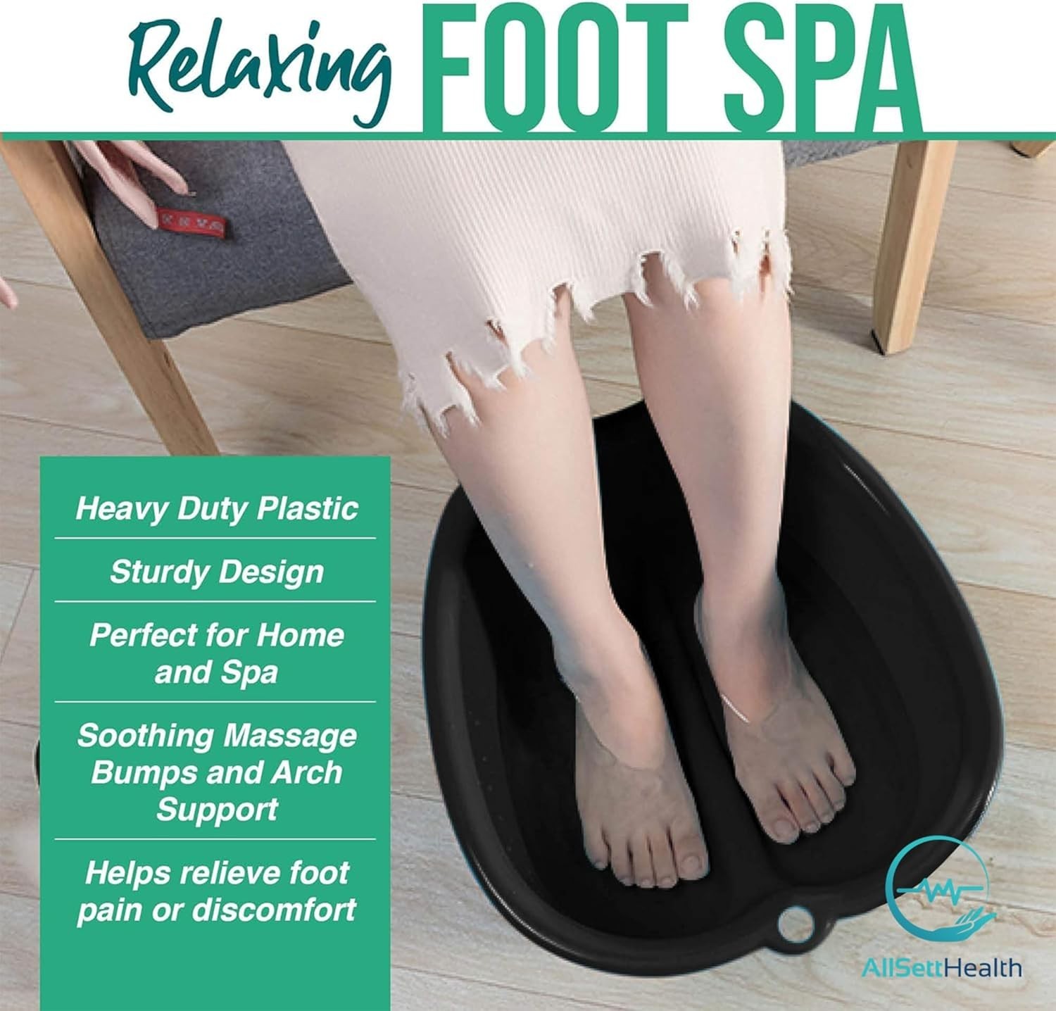 Professional Quality Foot Spa Basin for Home - Large Size and Massage Features