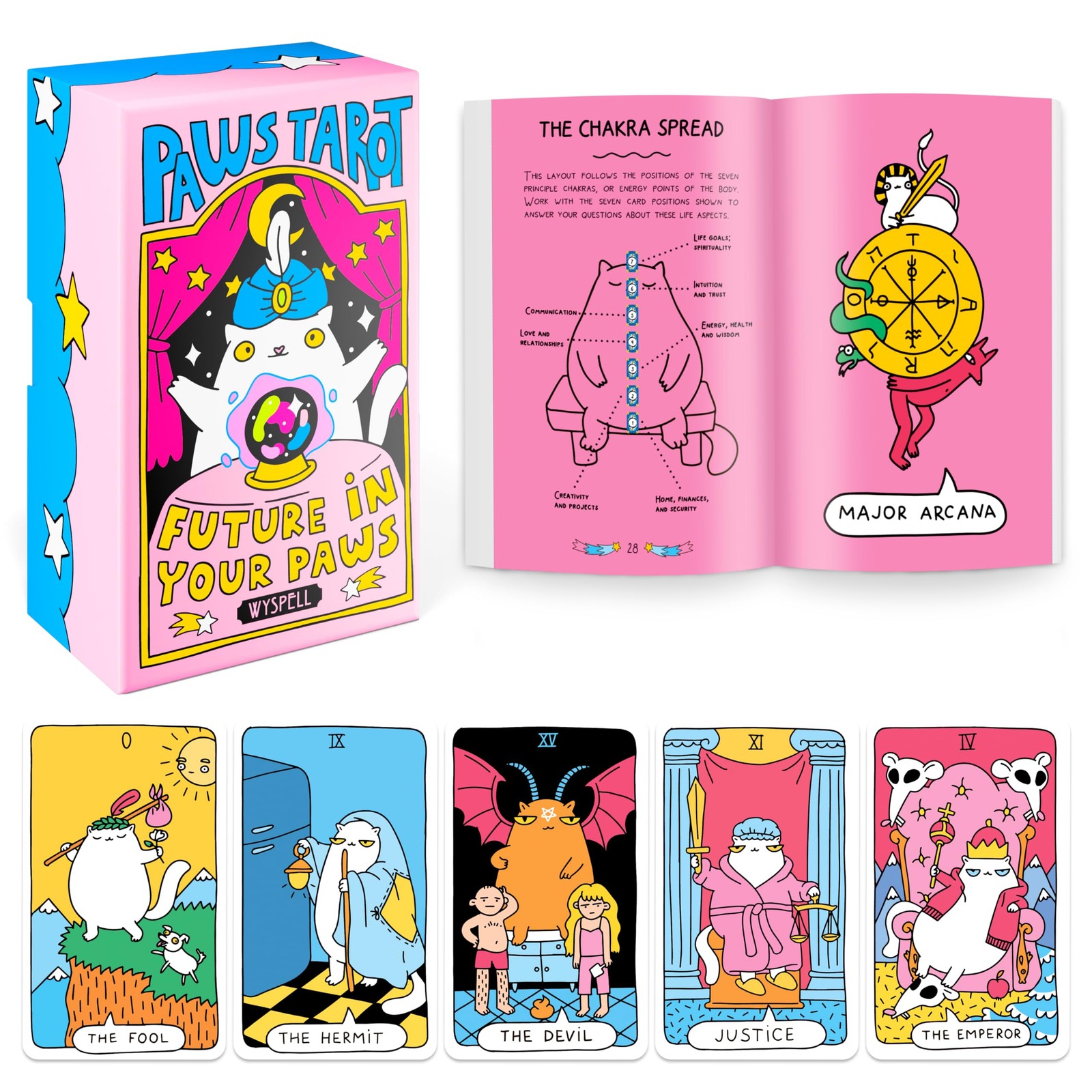 Wyspell Cat Tarot Cards: A 2.75 inches x 4.75 x 2.1 inches, Multicolor